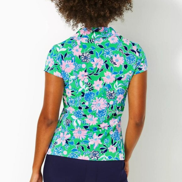 Lilly Pulitzer Frida Scallop Polo UPF 50, Spearmint Golf Till You Drop XS NWT - Picture 14 of 14